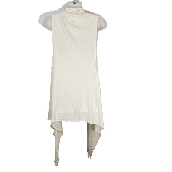 Coldwater Creek Women's Cardigan Vest Size S/M Ivory Open Front Waterfall Draped - Picture 2 of 9